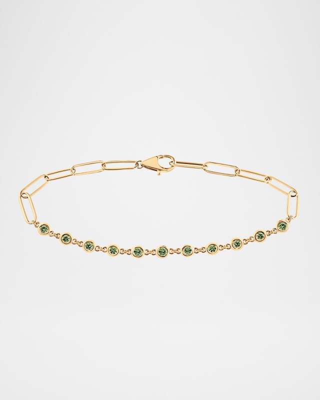 Diamond By The Yard Paperclip 11-Stone Emerald Bracelet, 7"